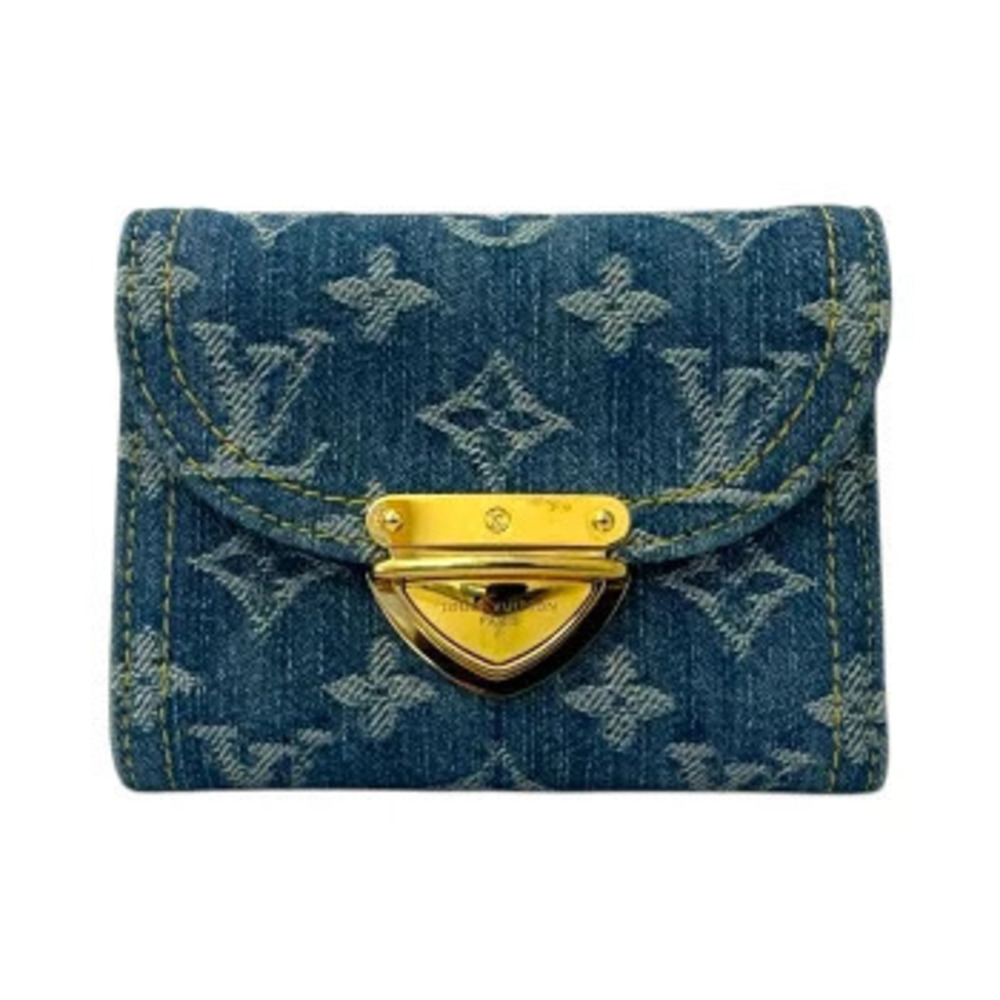 Louis Vuitton Portefeuille Victorine Monogram Denim Blue Tri fold Wallet